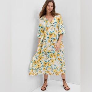 NWOT Gap Maternity Balloon Sleeve Midi Dress